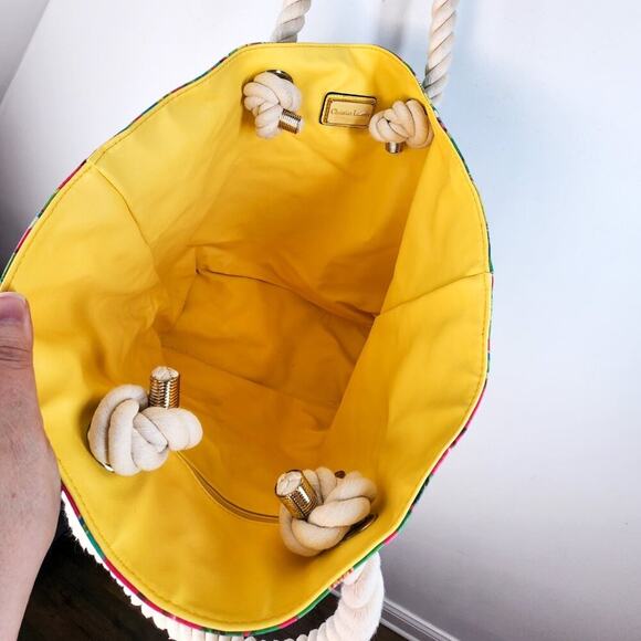 Christian Lacroix Tote Bag Pink Teal Tropical Floral Oversized Summer Beachy - Picture 6 of 6